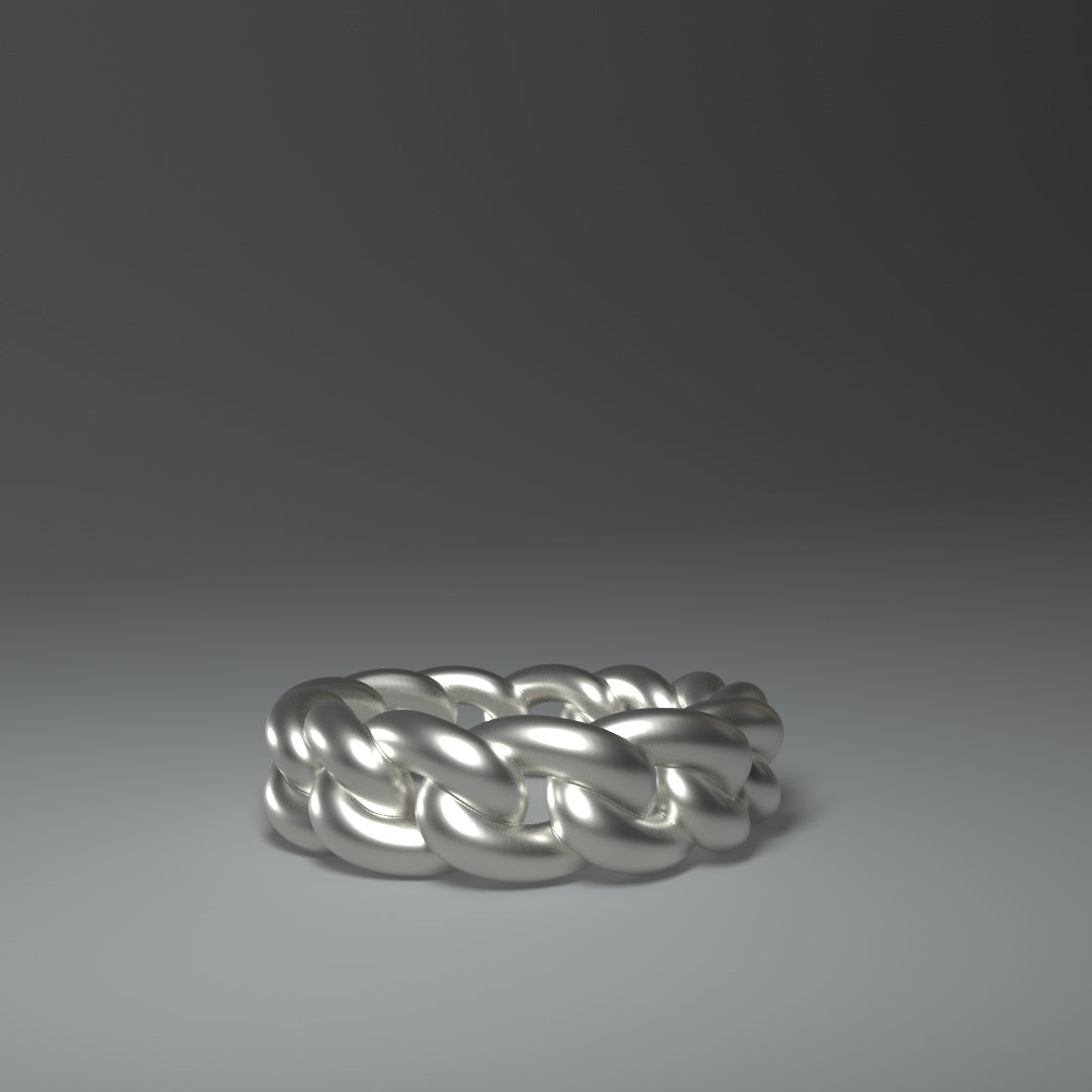 Bague en argent massif | MAILLON DE CHAÎNE ROND ET ÉPAIS