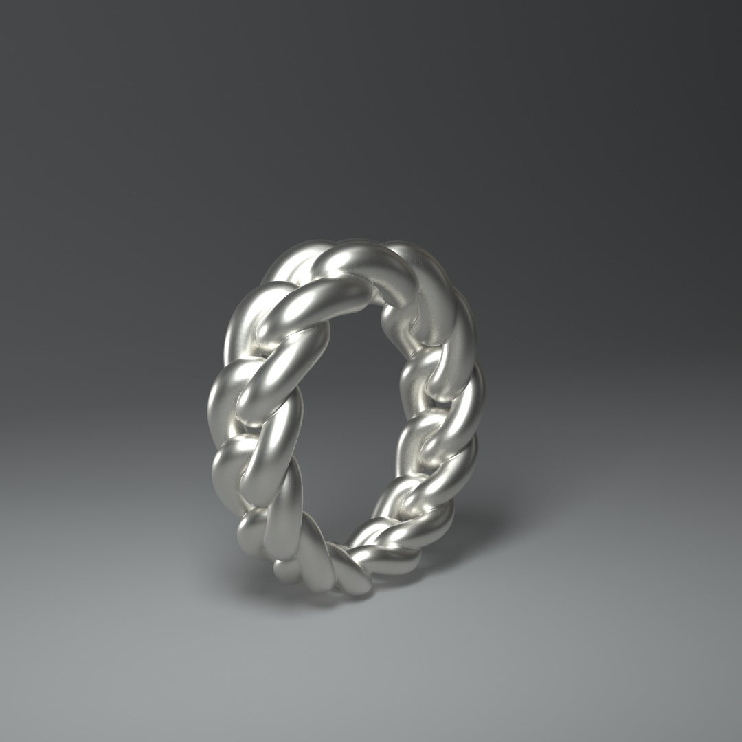 Bague en argent massif | MAILLON DE CHAÎNE ROND ET ÉPAIS