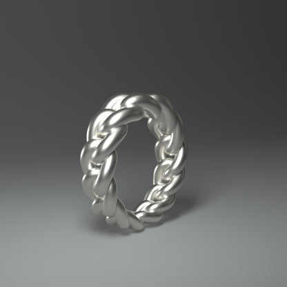 Bague en argent massif | MAILLON DE CHAÎNE ROND ET ÉPAIS
