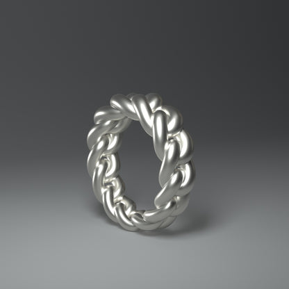 Bague en argent massif | MAILLON DE CHAÎNE ROND ET ÉPAIS