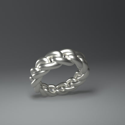 Bague en argent massif | MAILLON DE CHAÎNE ROND ET ÉPAIS