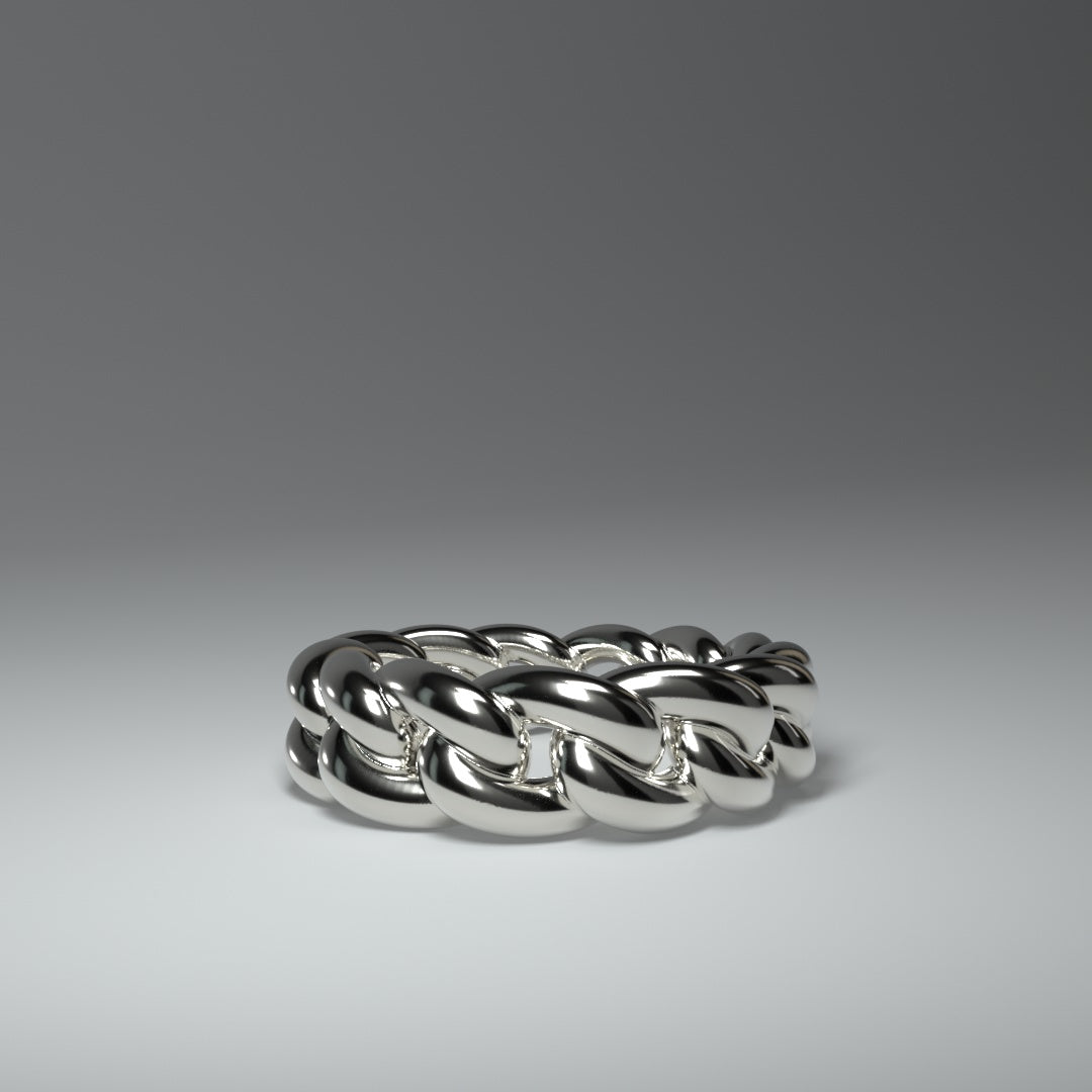 Bague en argent massif | MAILLON DE CHAÎNE ROND ET ÉPAIS