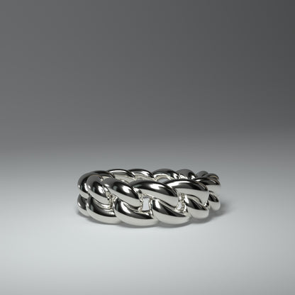 Bague en argent massif | MAILLON DE CHAÎNE ROND ET ÉPAIS