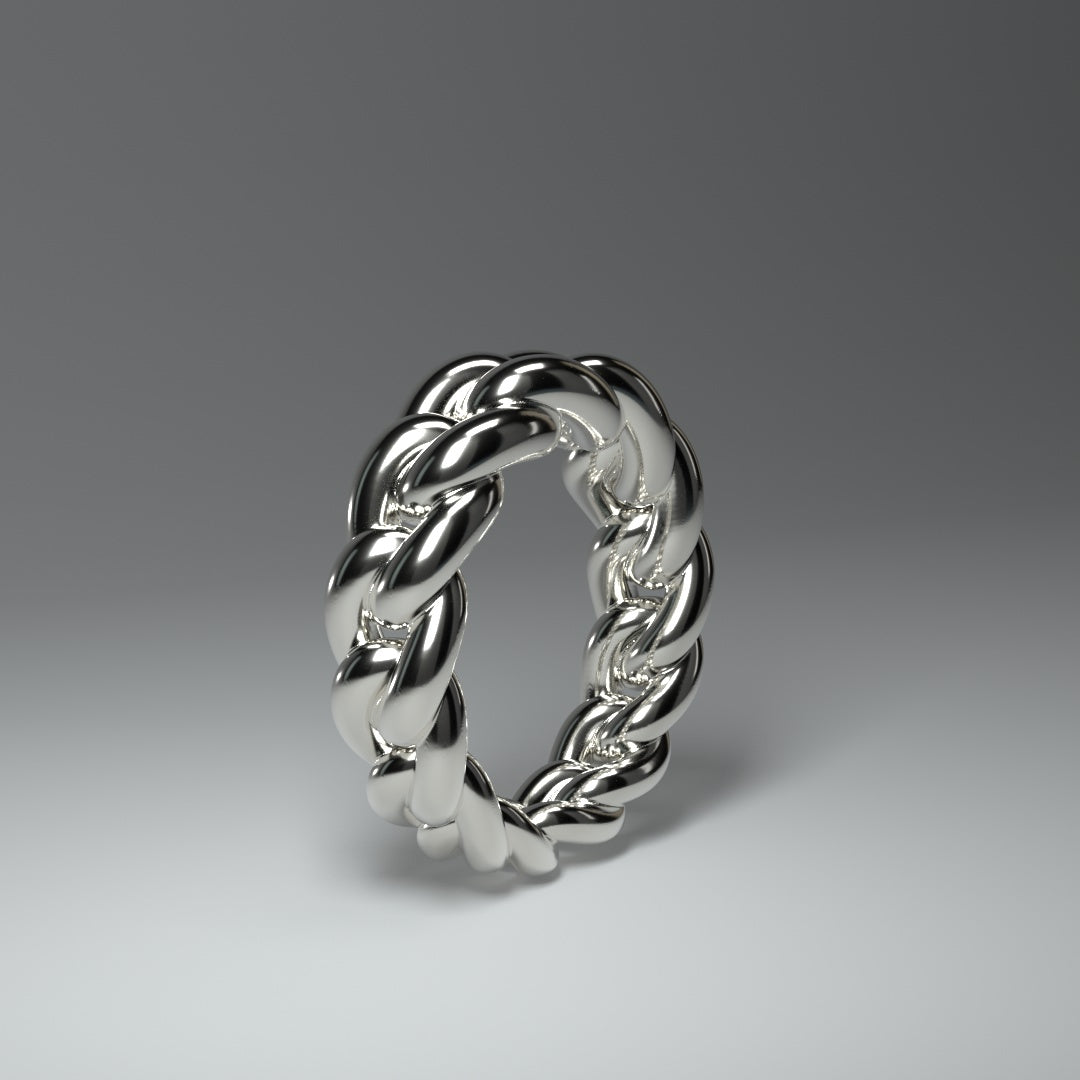 Bague en argent massif | MAILLON DE CHAÎNE ROND ET ÉPAIS