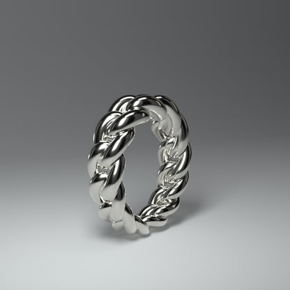 Bague en argent massif | MAILLON DE CHAÎNE ROND ET ÉPAIS