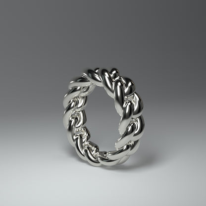 Bague en argent massif | MAILLON DE CHAÎNE ROND ET ÉPAIS