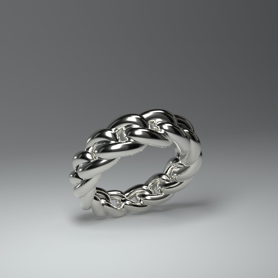 Bague en argent massif | MAILLON DE CHAÎNE ROND ET ÉPAIS