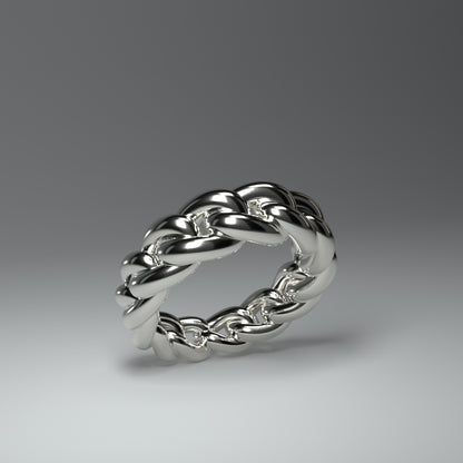 Bague en argent massif | MAILLON DE CHAÎNE ROND ET ÉPAIS