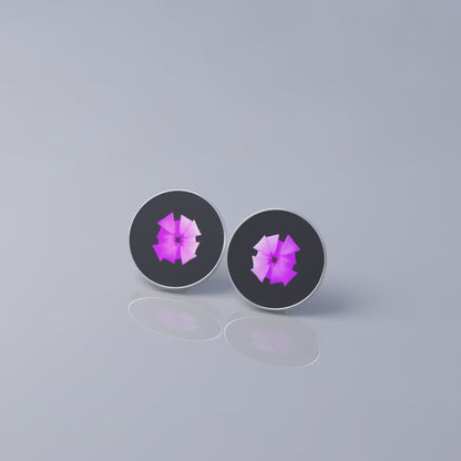 Orecchini a bottone con immagine in movimento "Lotus"