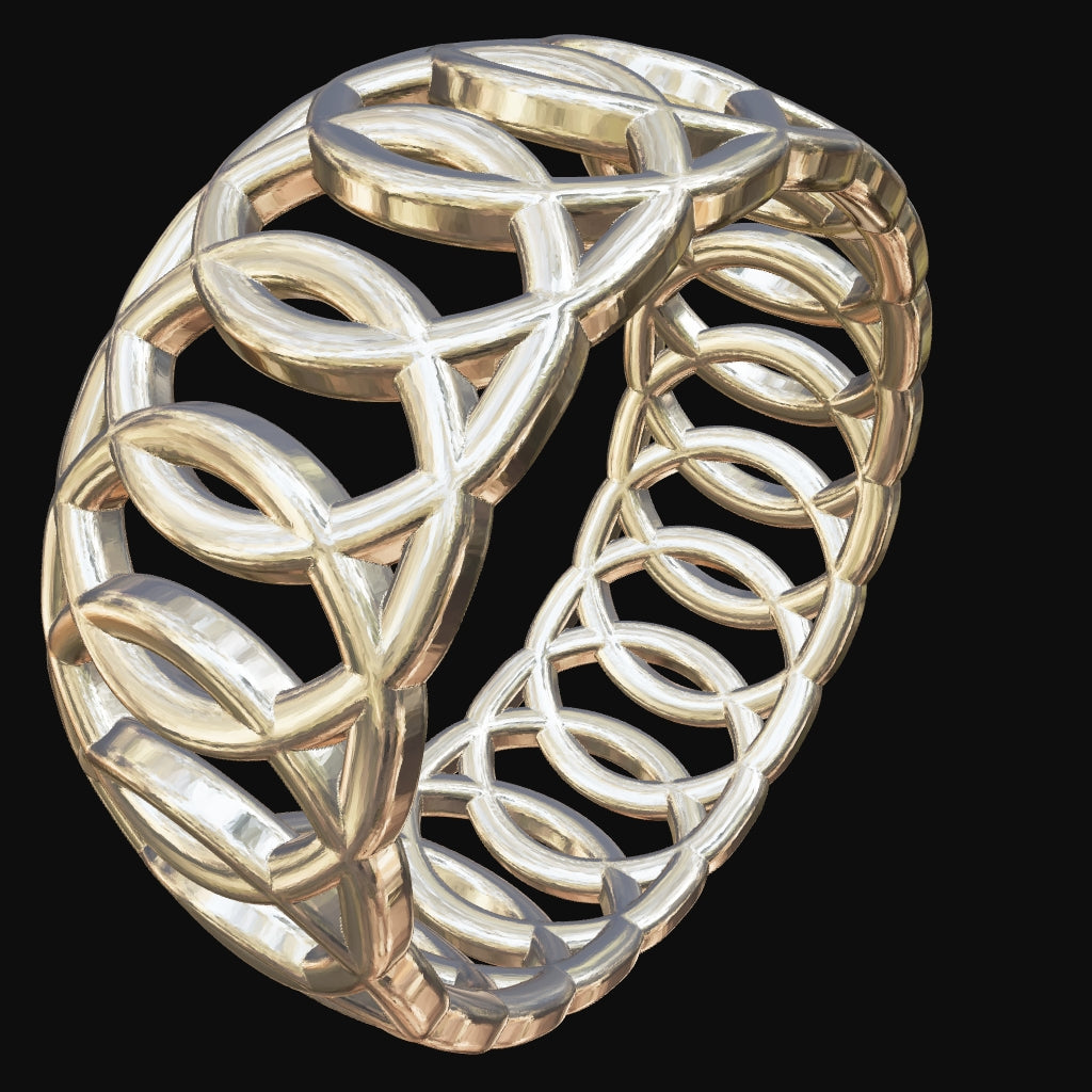 Ring "Ringpattern" 14 Karat Gelbgold in 3D-Ansicht