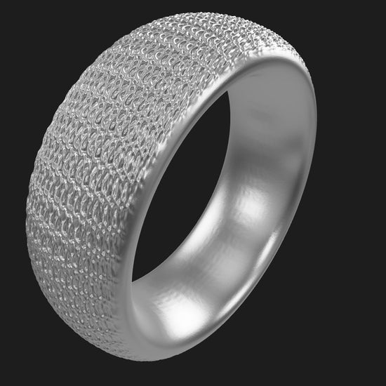 925 Sterling Silver Ring round  "woven" silber glanz in 3D-Ansicht