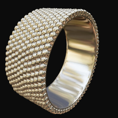 14 Karat Gelbgold Ring ca. 10mm width with deformed spheres in 3-D-Ansicht