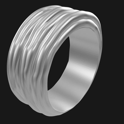 925 Sterling Silver Ring "wire wrapped" wide silber glanz in 3D-Ansicht