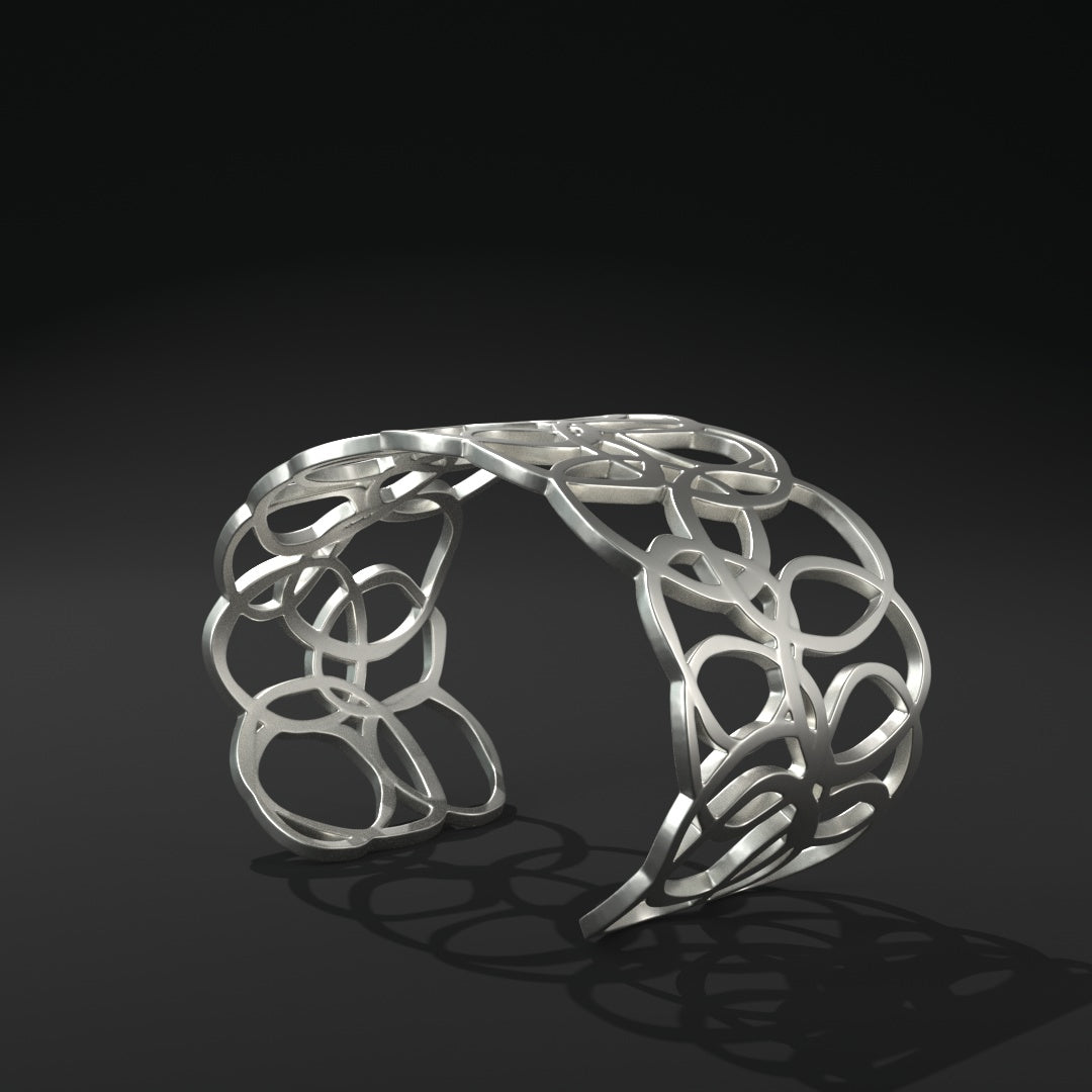 Brazalete ovalado abierto ancho "anillos distorsionados"