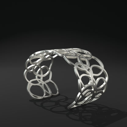 Brazalete ovalado abierto ancho "anillos distorsionados"