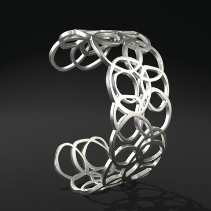 Brazalete ovalado abierto ancho "anillos distorsionados"