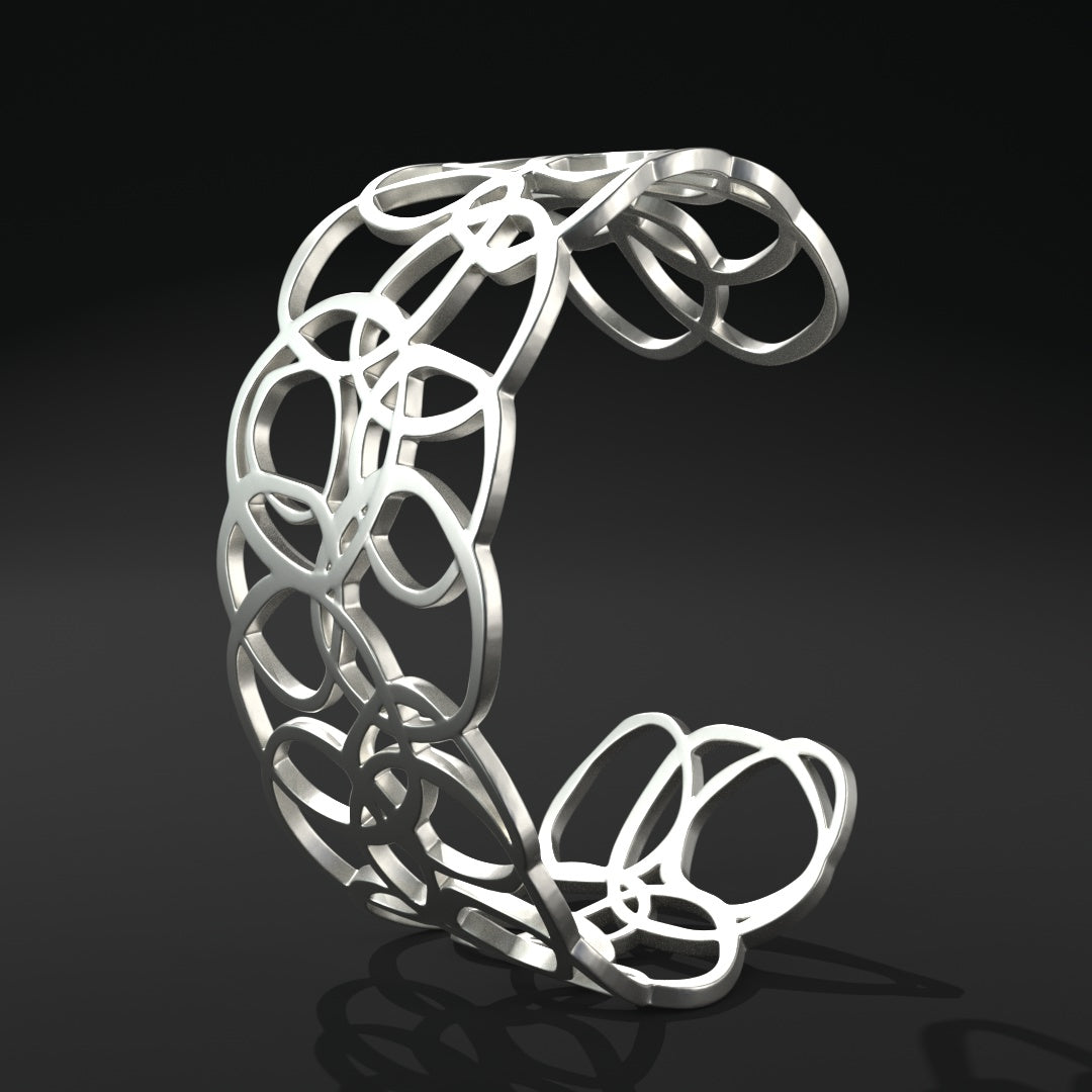 Brazalete ovalado abierto ancho "anillos distorsionados"