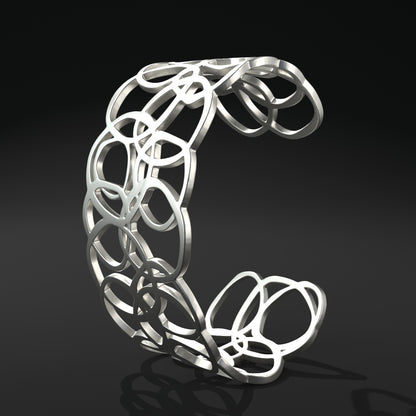 Brazalete ovalado abierto ancho "anillos distorsionados"