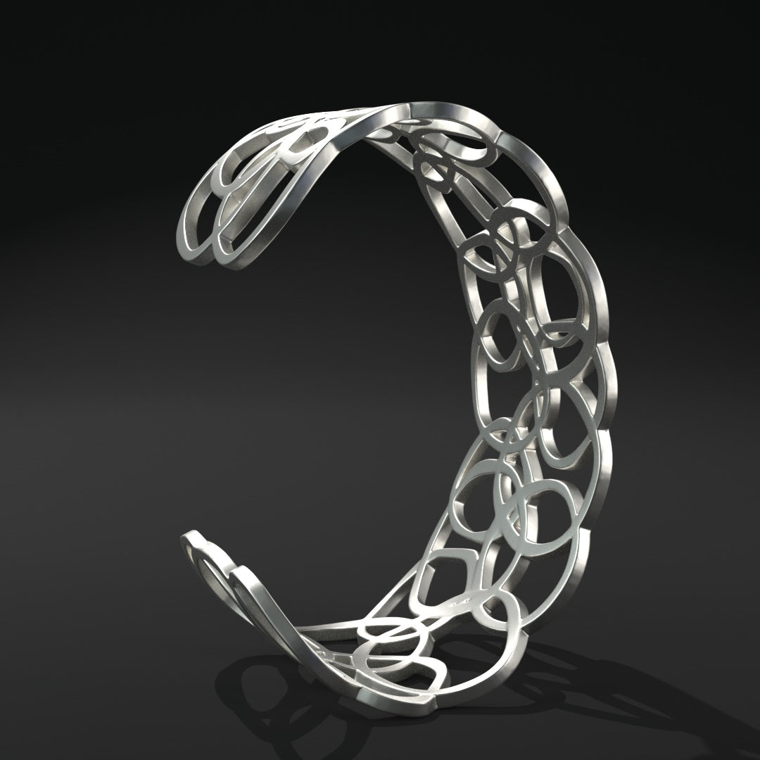 Brazalete ovalado abierto ancho "anillos distorsionados"