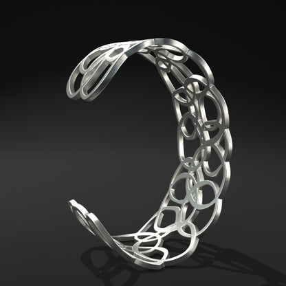 Brazalete ovalado abierto ancho "anillos distorsionados"