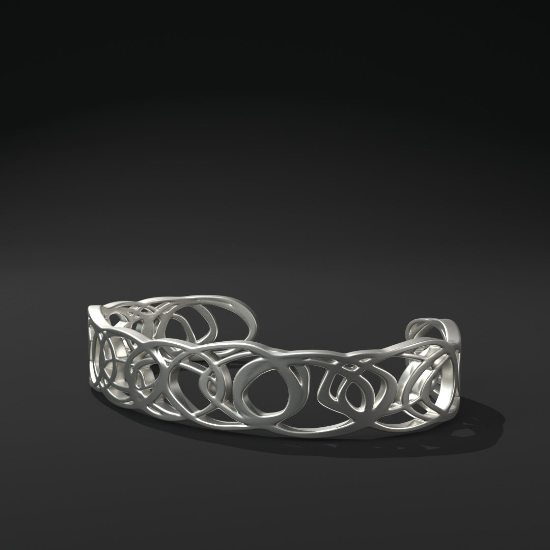 Brazalete oval abierto estrecho "anillos distorsionados"