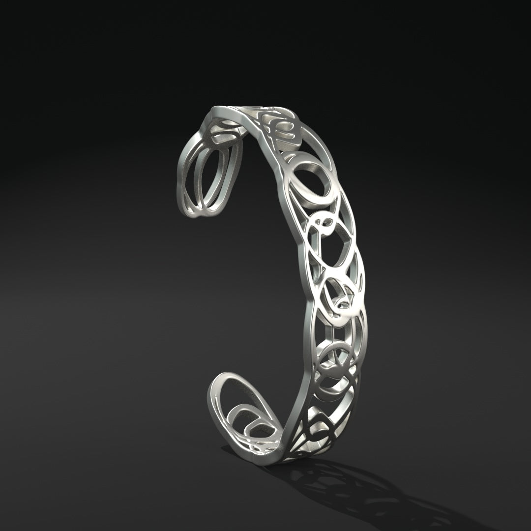 Brazalete oval abierto estrecho "anillos distorsionados"