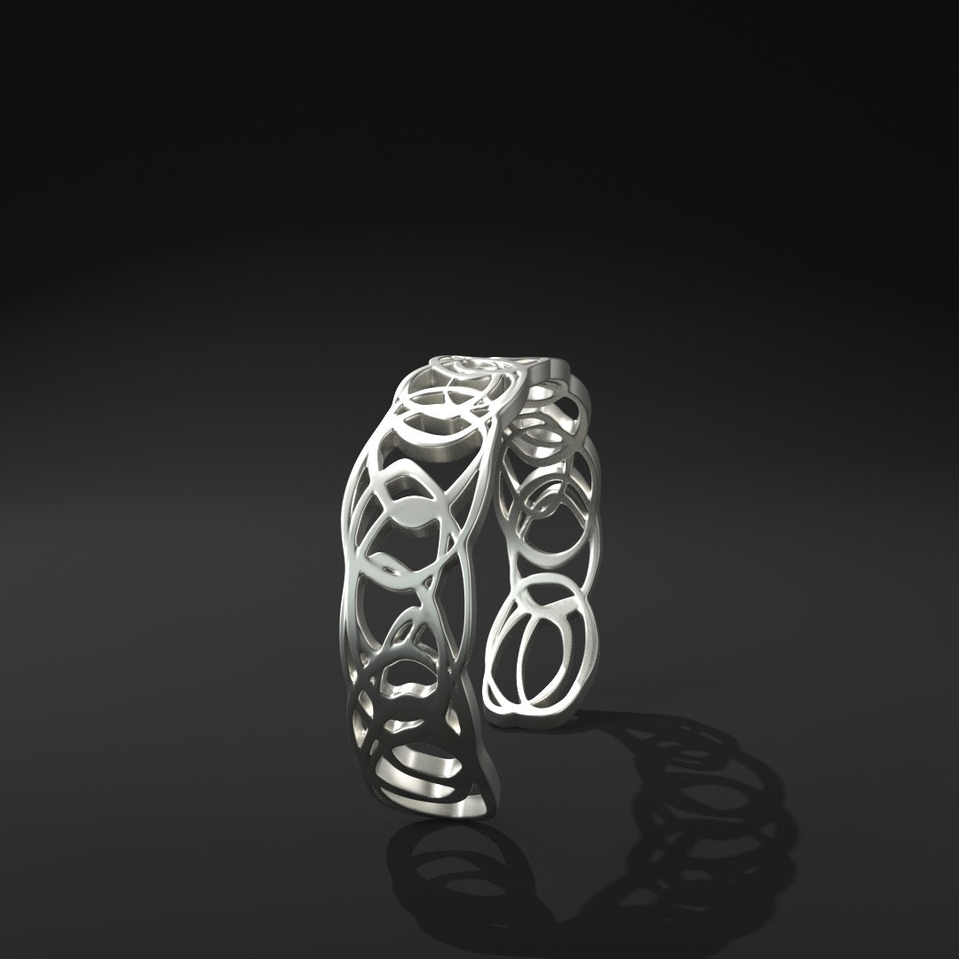 Brazalete oval abierto estrecho "anillos distorsionados"