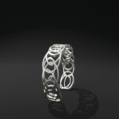 Brazalete oval abierto estrecho "anillos distorsionados"